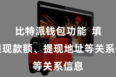 比特派钱包功能 填写提现款额、提现地址等关系信息