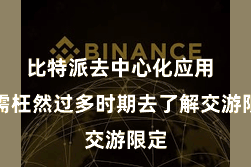 比特派去中心化应用 无需枉然过多时期去了解交游限定
