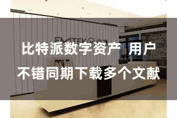 比特派数字资产 用户不错同期下载多个文献